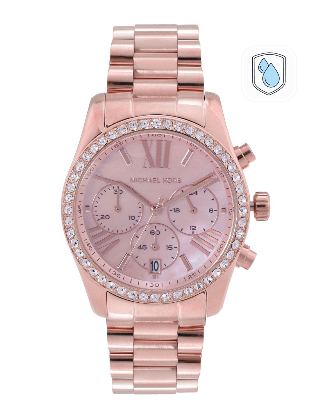 Michael Kors Women Pink & Rose Gold-Toned Bracelet Style Lexington