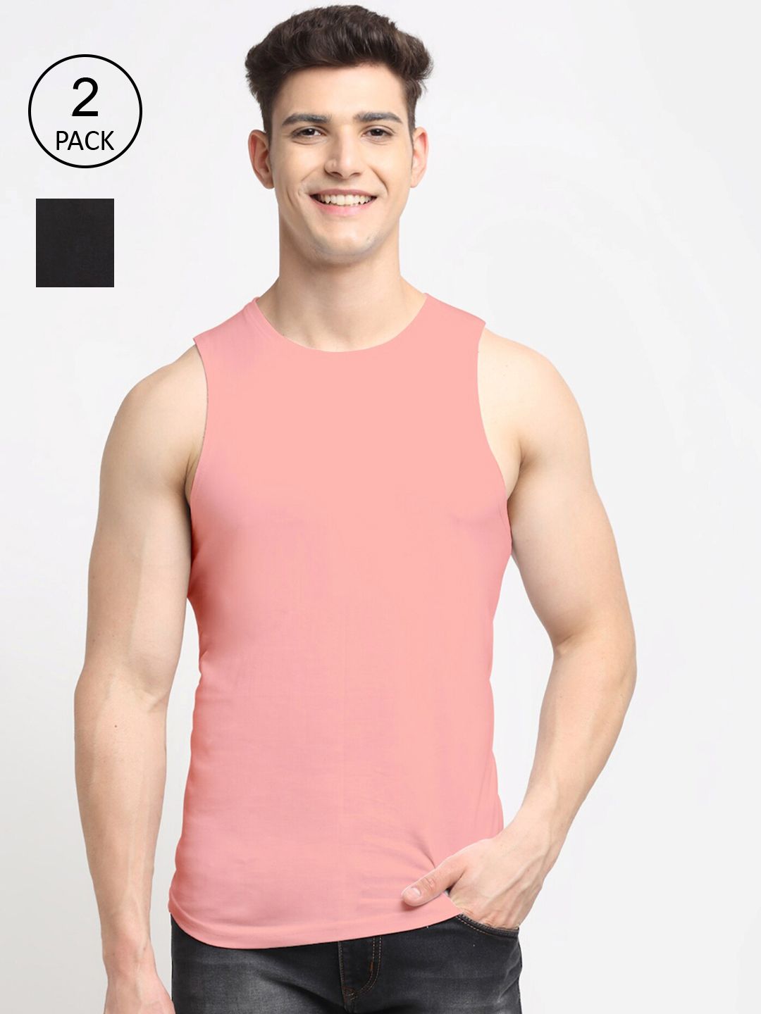 Friskers Men Pack Of 2 Solid Pure Cotton Gym Innerwear Vest-picture-16