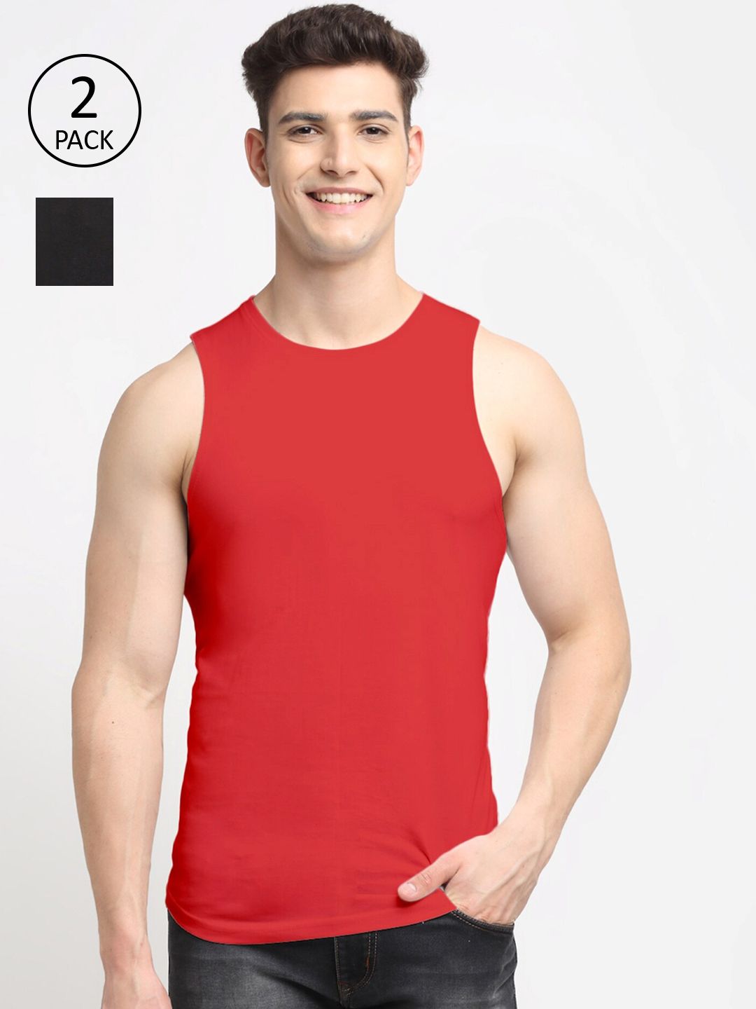 Friskers Men Pack Of 2 Solid Pure Cotton Apple Cut Innerwear Vests-picture-18