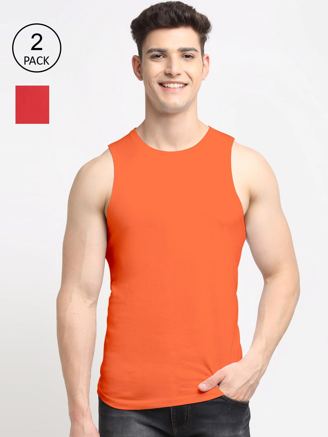 Friskers  Men Pack Of 2 Solid Pure Cotton Apple Cut Innerwear Vests-picture-21