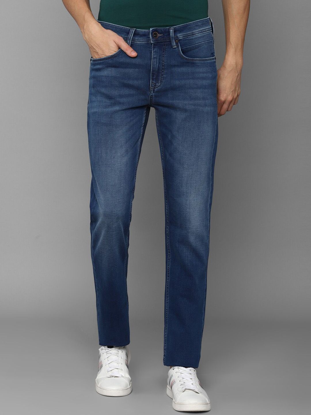 Buy Louis Philippe Jeans Men Blue Slim Fit Mid Rise Light Fade