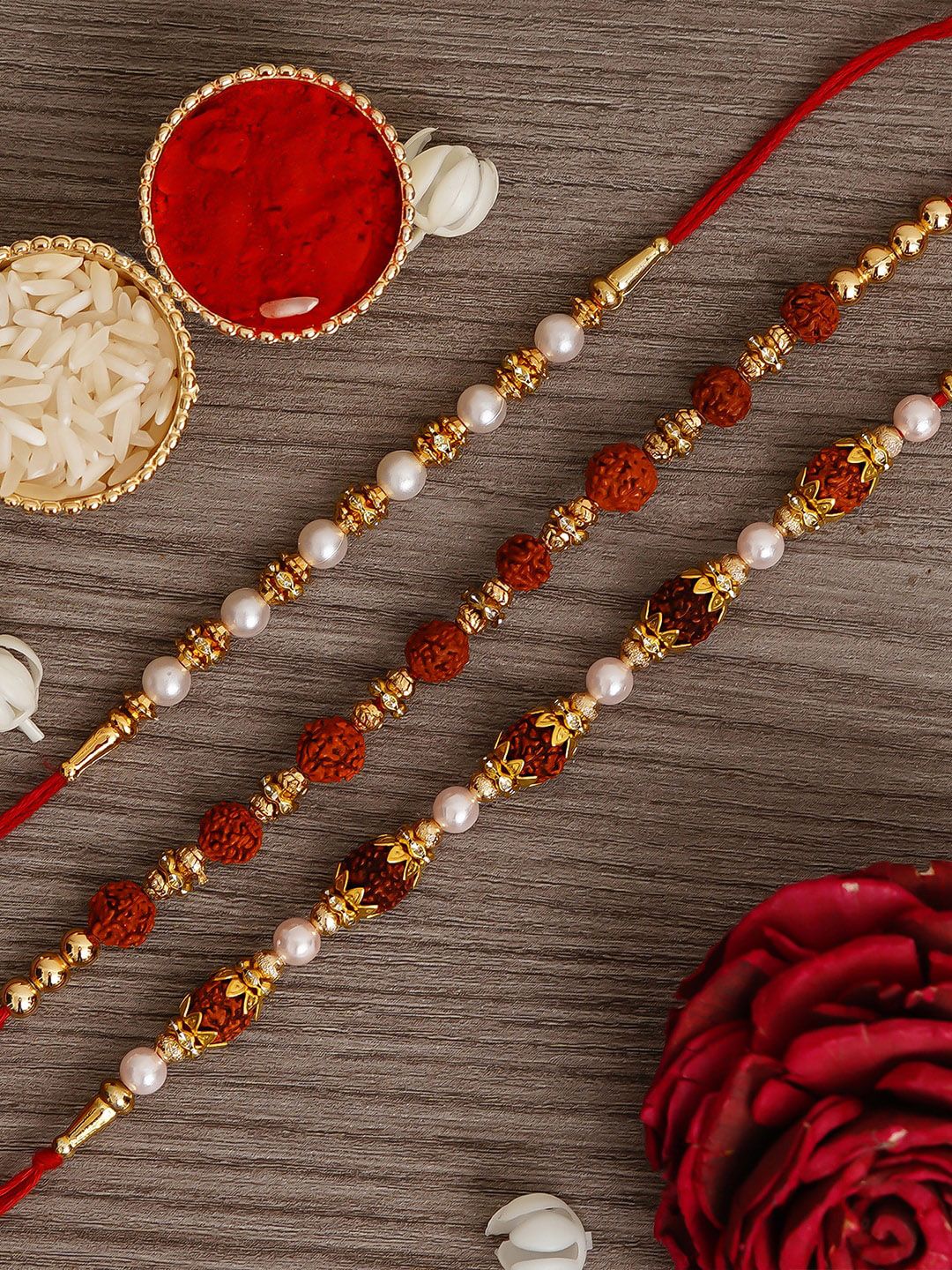 eCraftIndia Pack of 3 Multicoloured Rakhi with Roli Chawal Set-picture-42