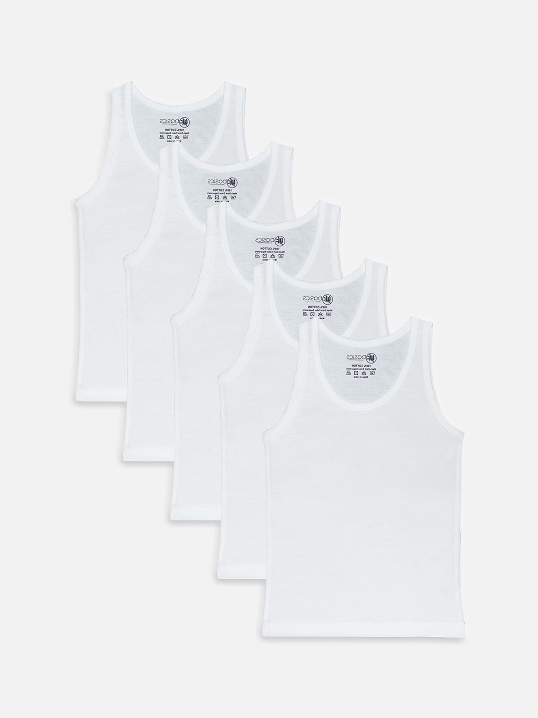 YK Basics Kids Pack Of 5 White Solid Pure Cotton Innerwear Vests-picture-34