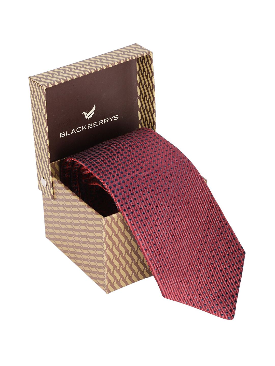 Blackberrys Men Red & Blue Woven Design Broad Tie-image-5
