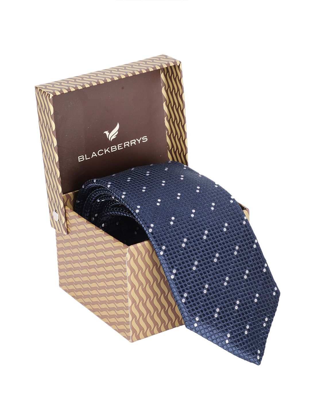 Blackberrys Men Navy Blue & White Printed Broad Tie-picture-10