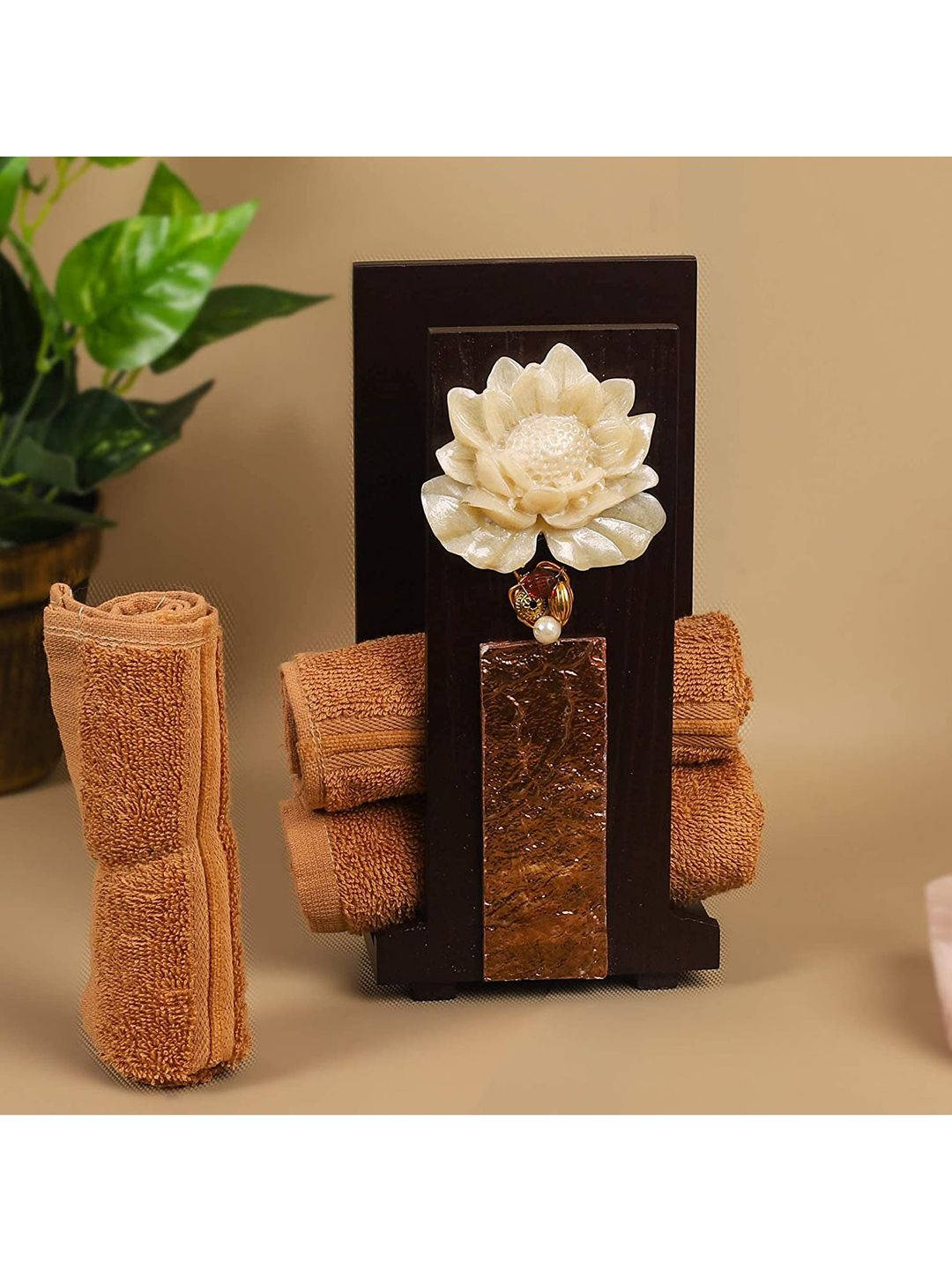 COCKTAIL Brown Wooden Hand Towel Holder