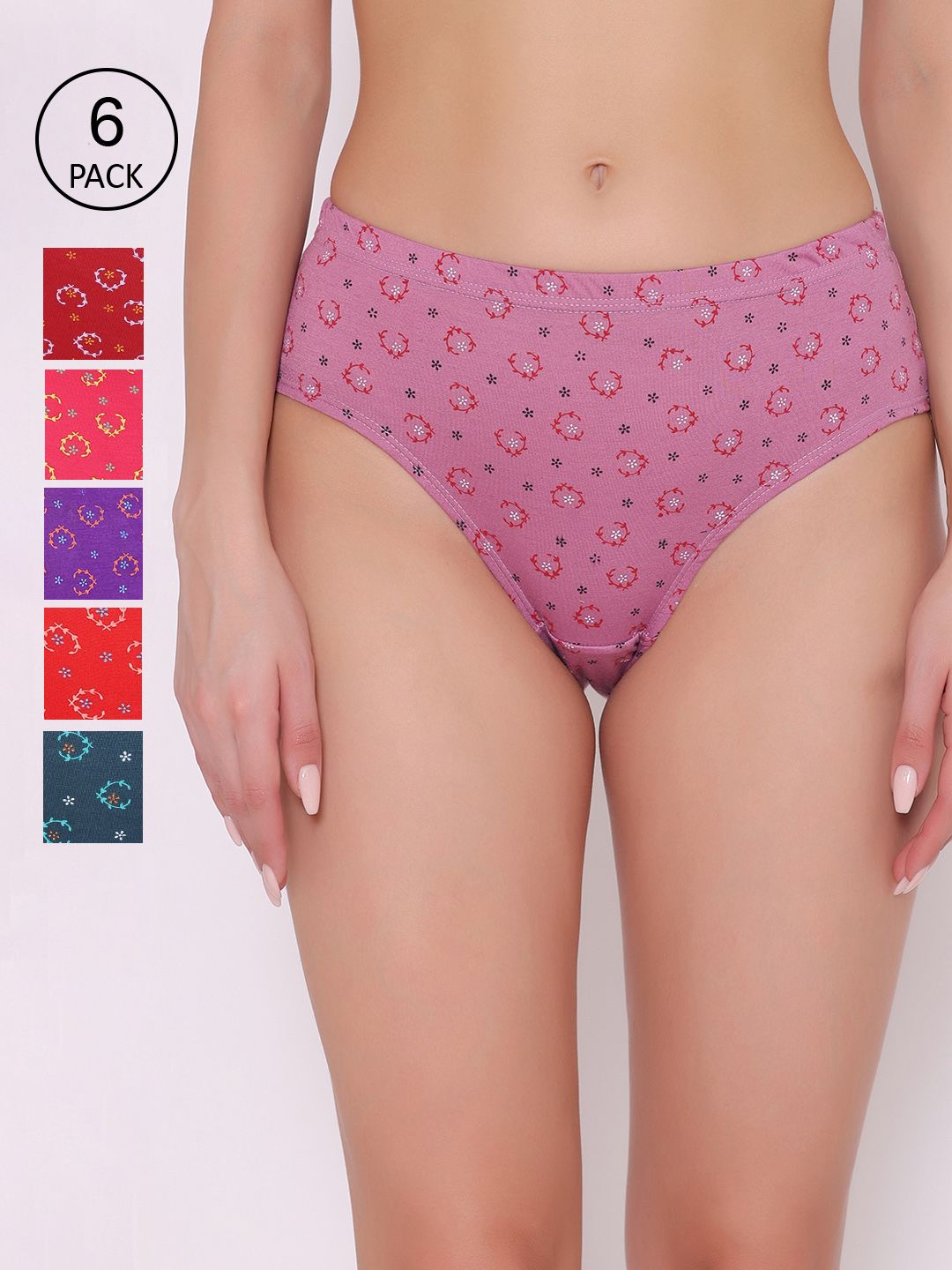 ABELINO Women Pack Of 6 Floral Printed Cotton Hipster Briefs-picture-35