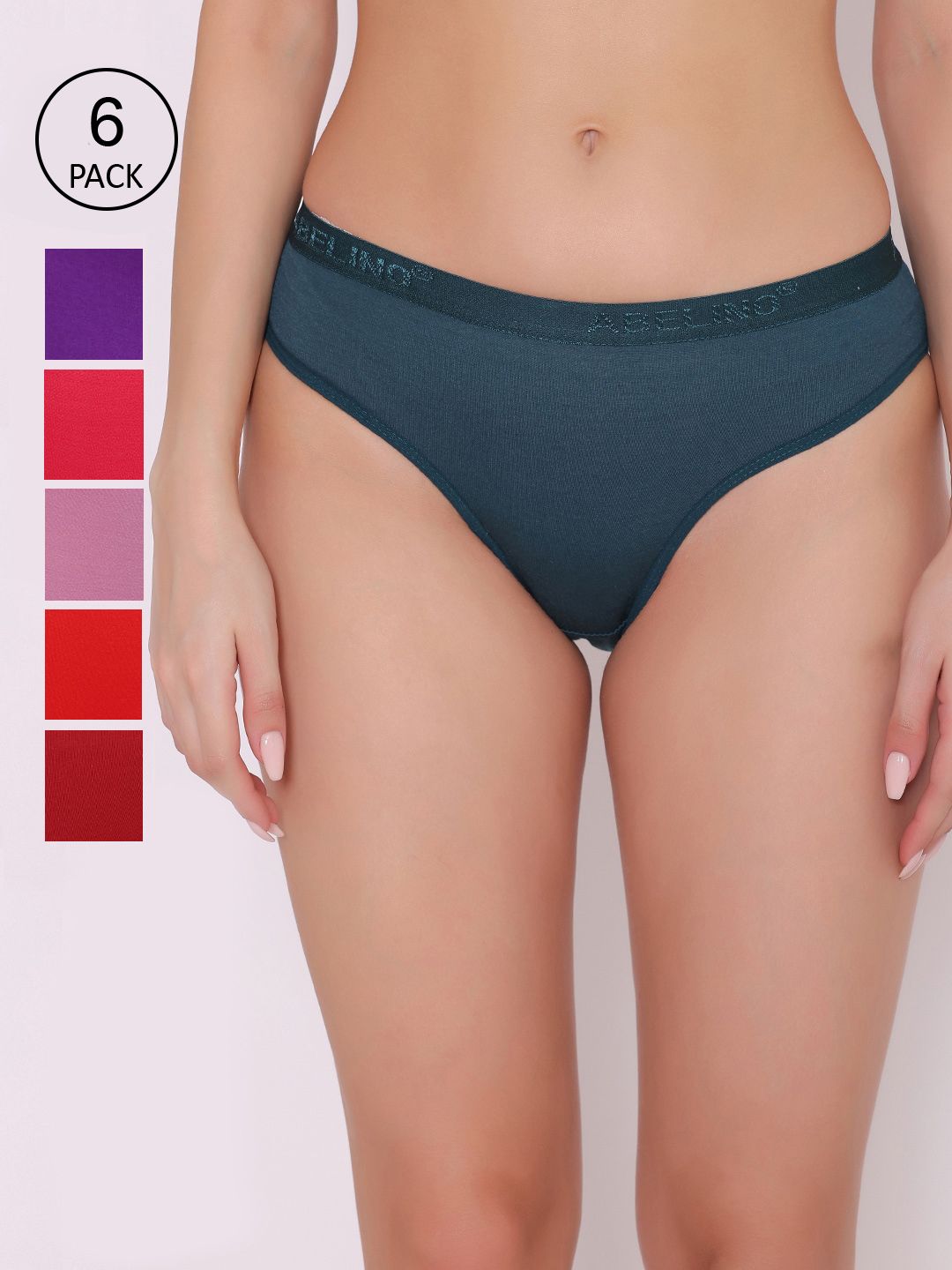 ABELINO Women Pack of 6 Solid Cotton Hipster Briefs-picture-10