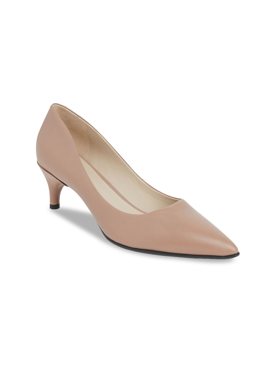 ECCO Brown Shape Leather Kitten Pumps-image-25
