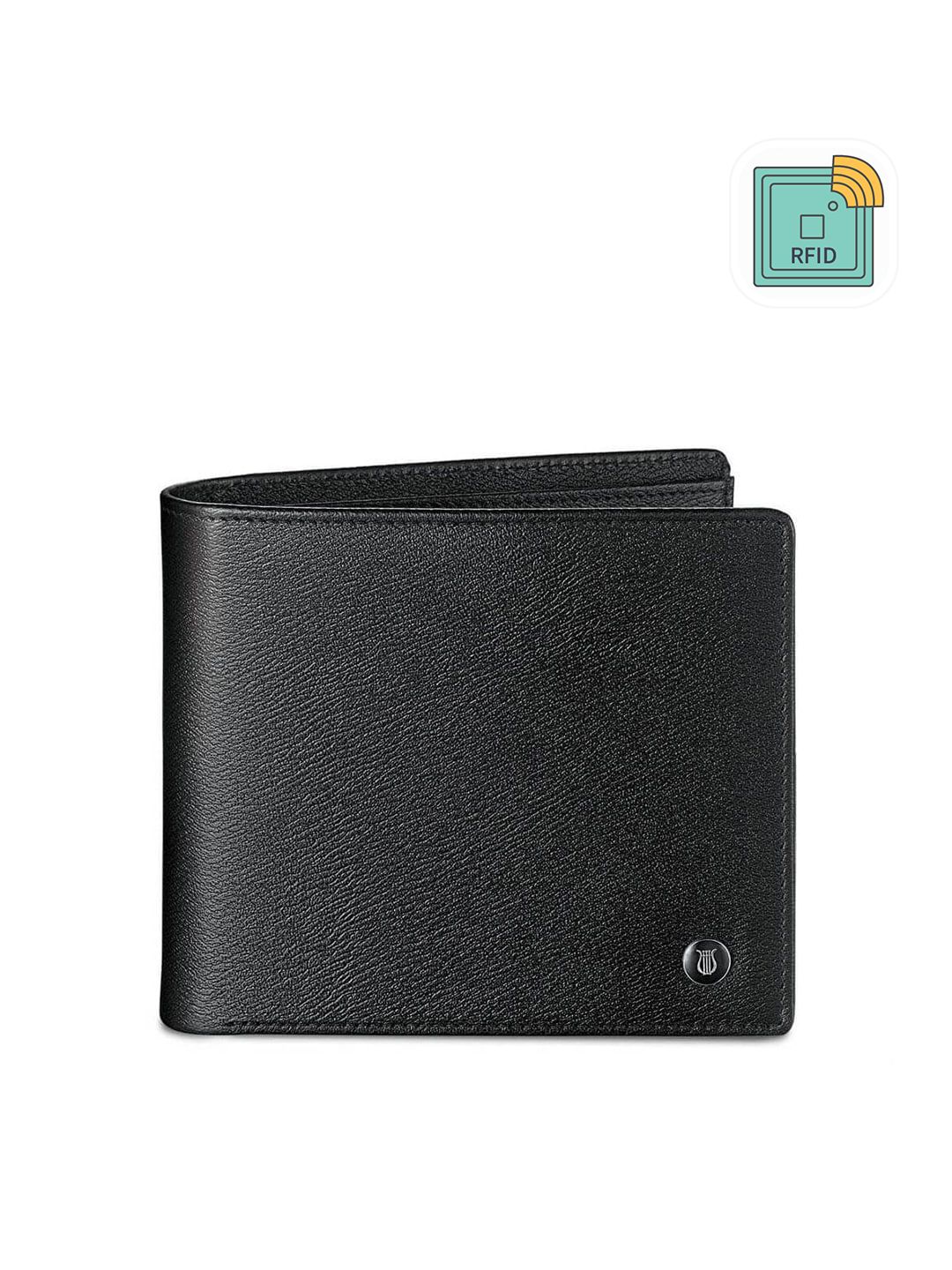 Lapis Bard Men Black Embroidered Leather Two Fold Wallet-picture-13