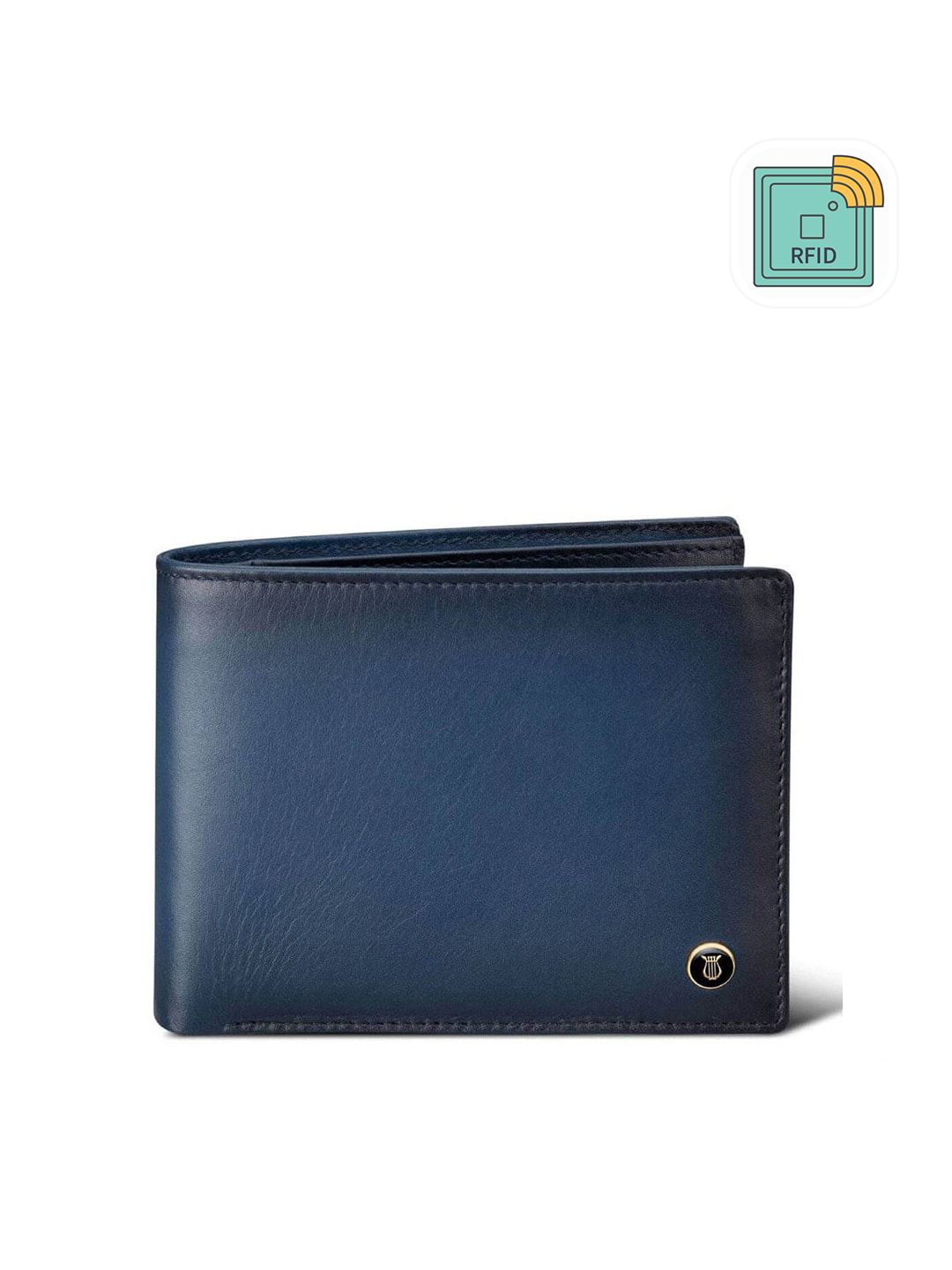 Lapis Bard Men Blue Embroidered Leather Two Fold Wallet-picture-18