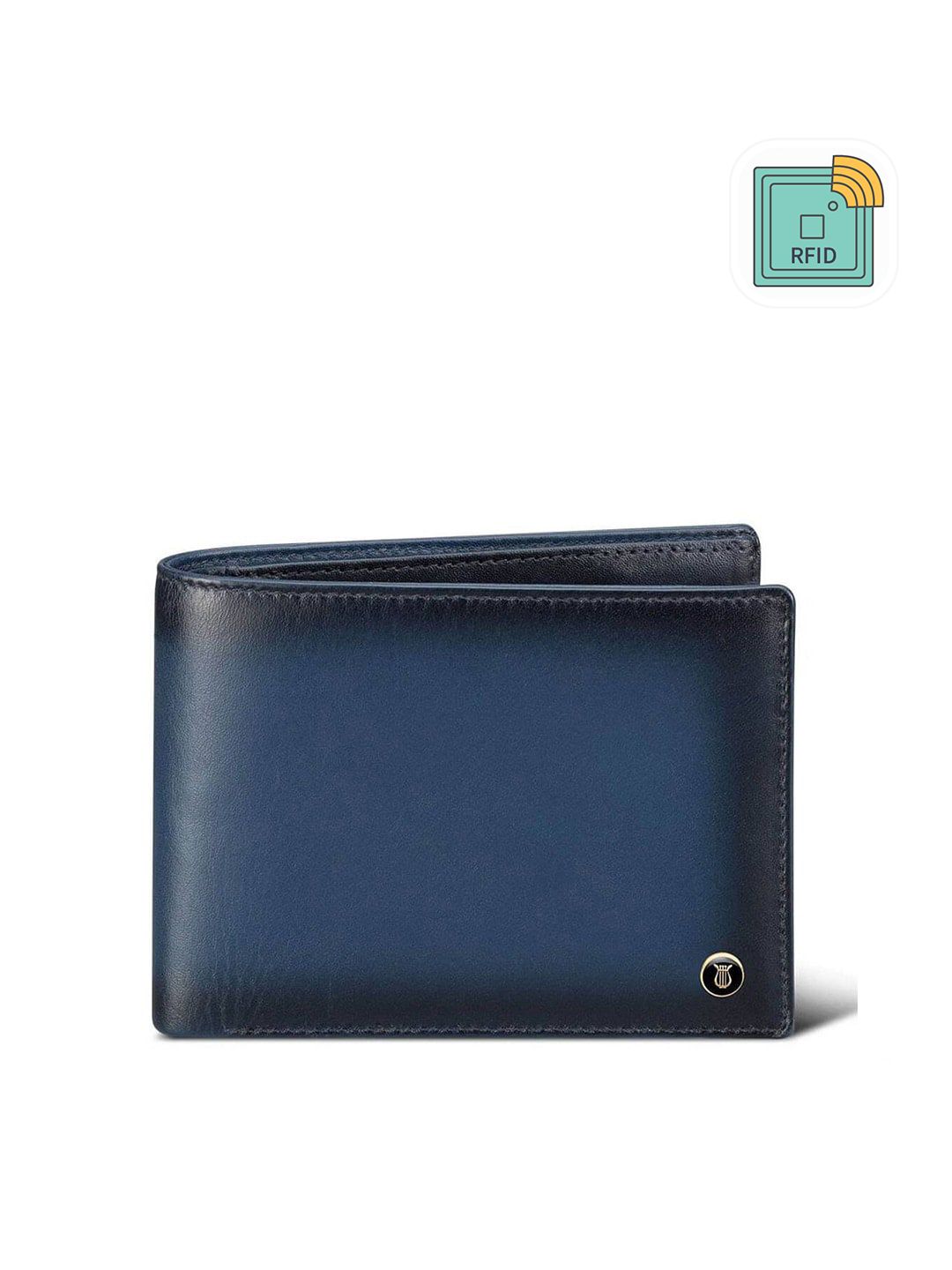 Lapis Bard Men Blue Embroidered Leather Two Fold Wallet-picture-23