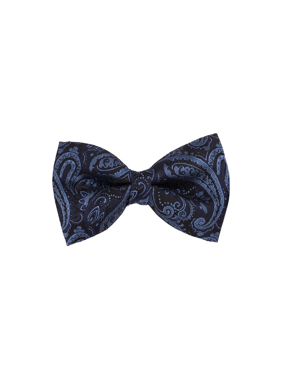 The Tie Hub Men Navy Blue & Black Woven Design Bow Tie-image-36
