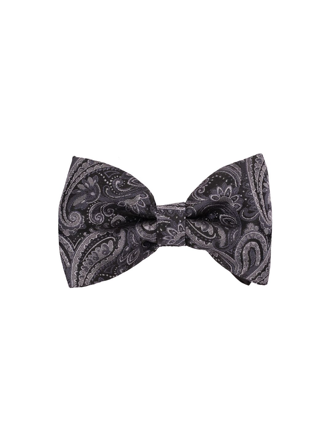 The Tie Hub Men Grey & Black Printed Bow Tie-picture-28