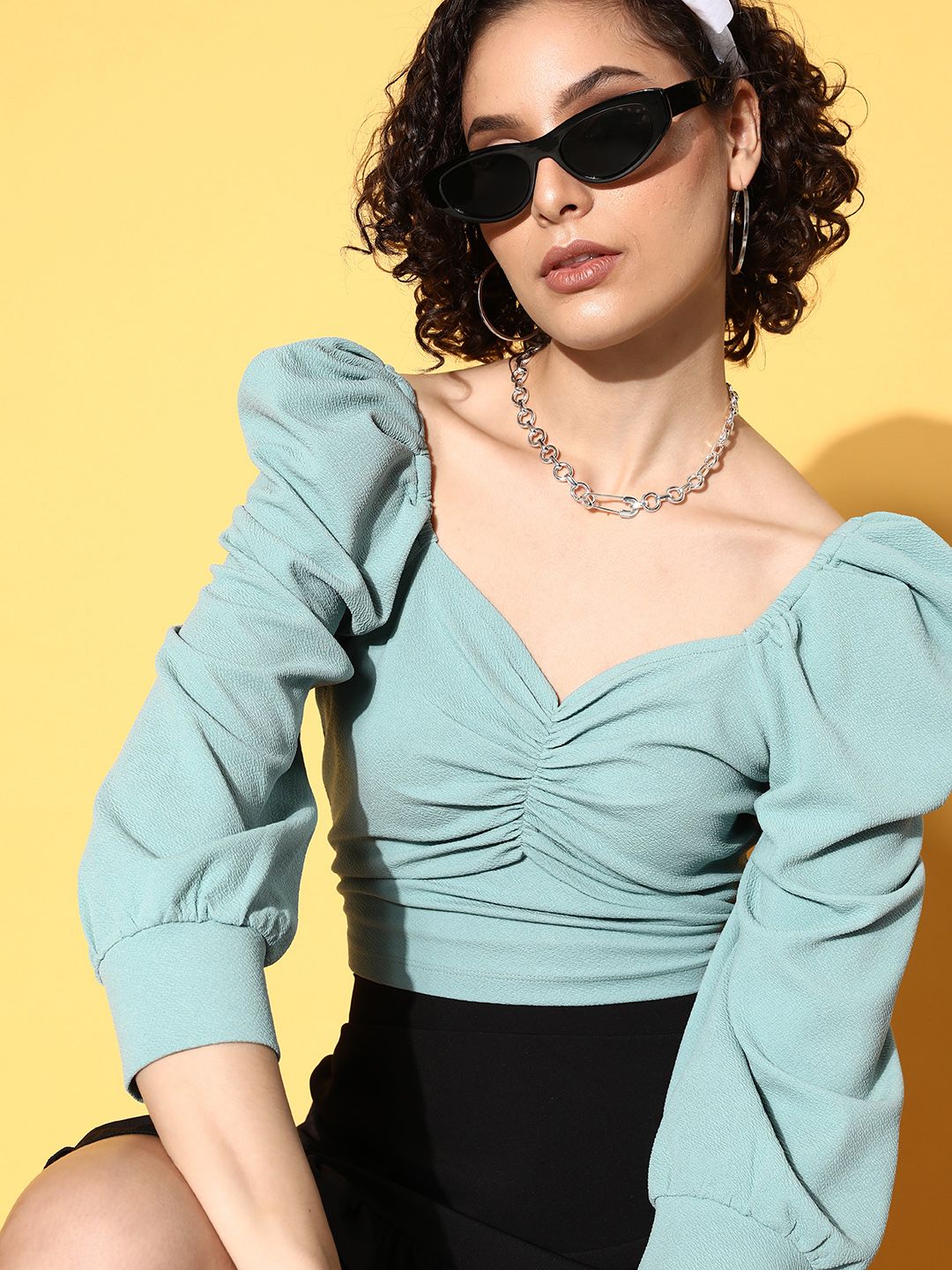plusS Gorgeous Green Solid Volume Play Top-picture-55
