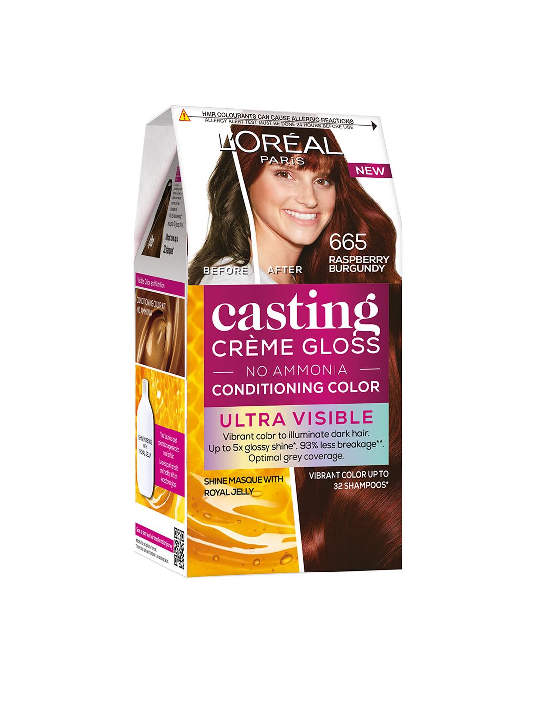 LOreal Paris Casting Creme Gloss Hair Color, Raspberry Burgundy 665, 87.5g+72ml-image-3