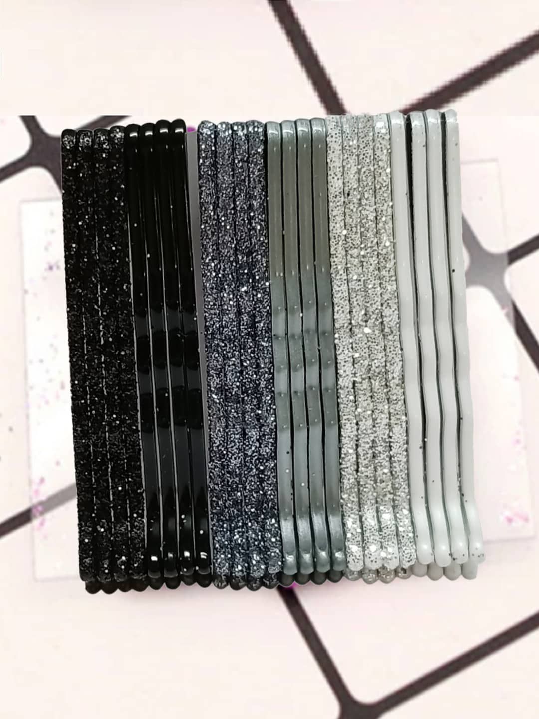 OOMPH Women Black & Silver-Toned 24 Pieces Embellished Bobby Pins-image-38
