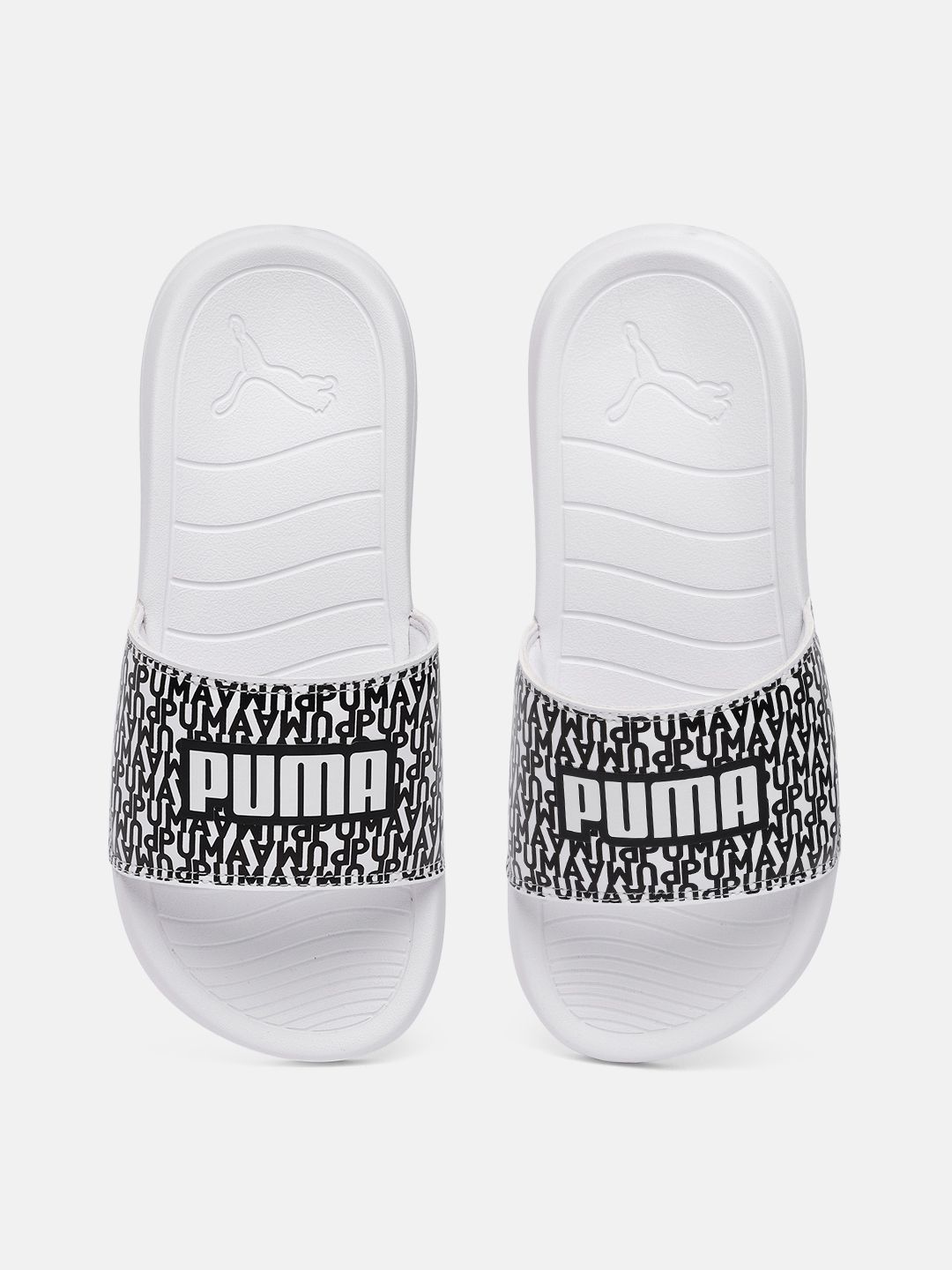 Puma Unisex White & Black Popcat 20 Mono Printed Sliders-picture-16