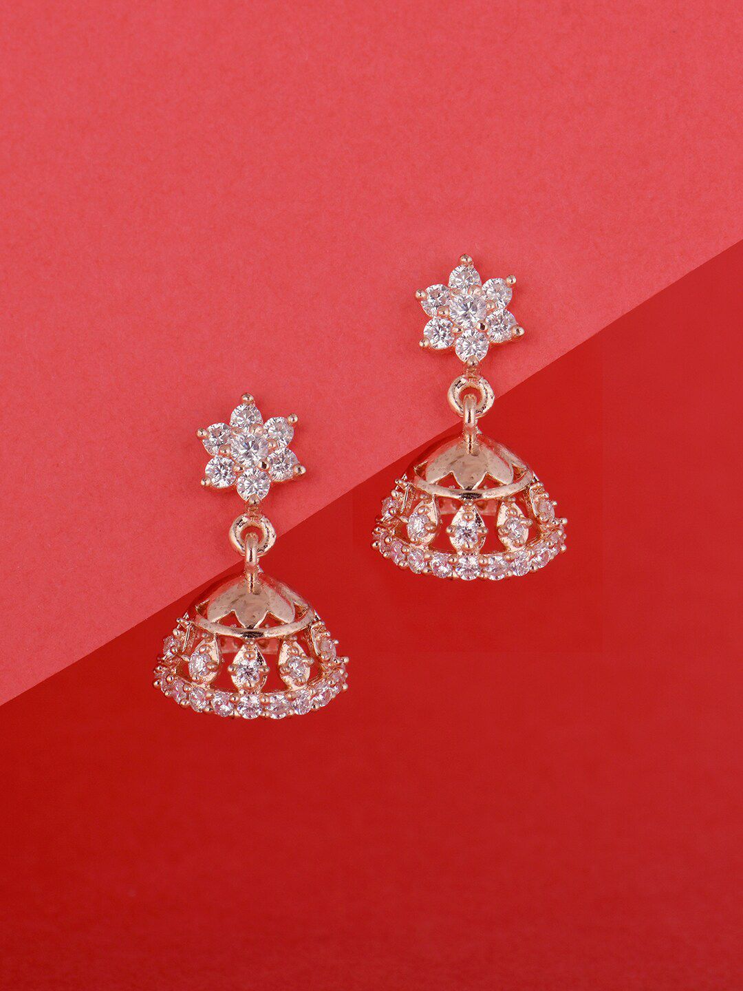 GIVA 925 Sterling Silver Rose Gold Plated Enticing Jhumki-image-14