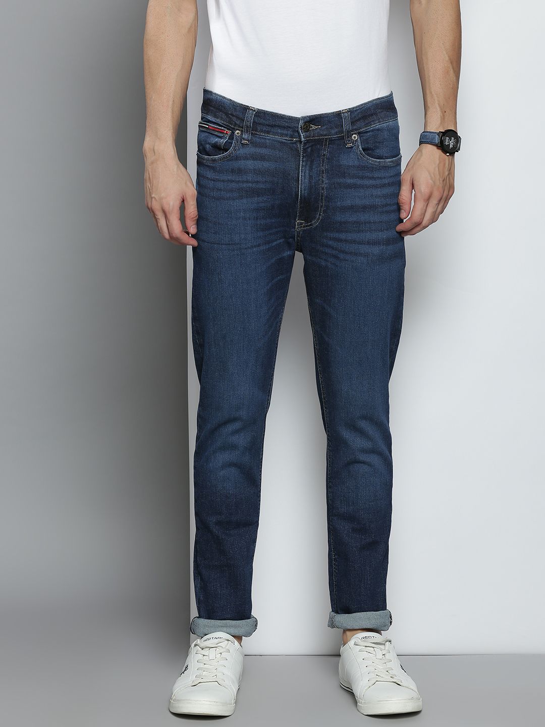 Buy Tommy Hilfiger Tommy Hilfiger Men Navy Blue Skinny Fit Light Fade ...