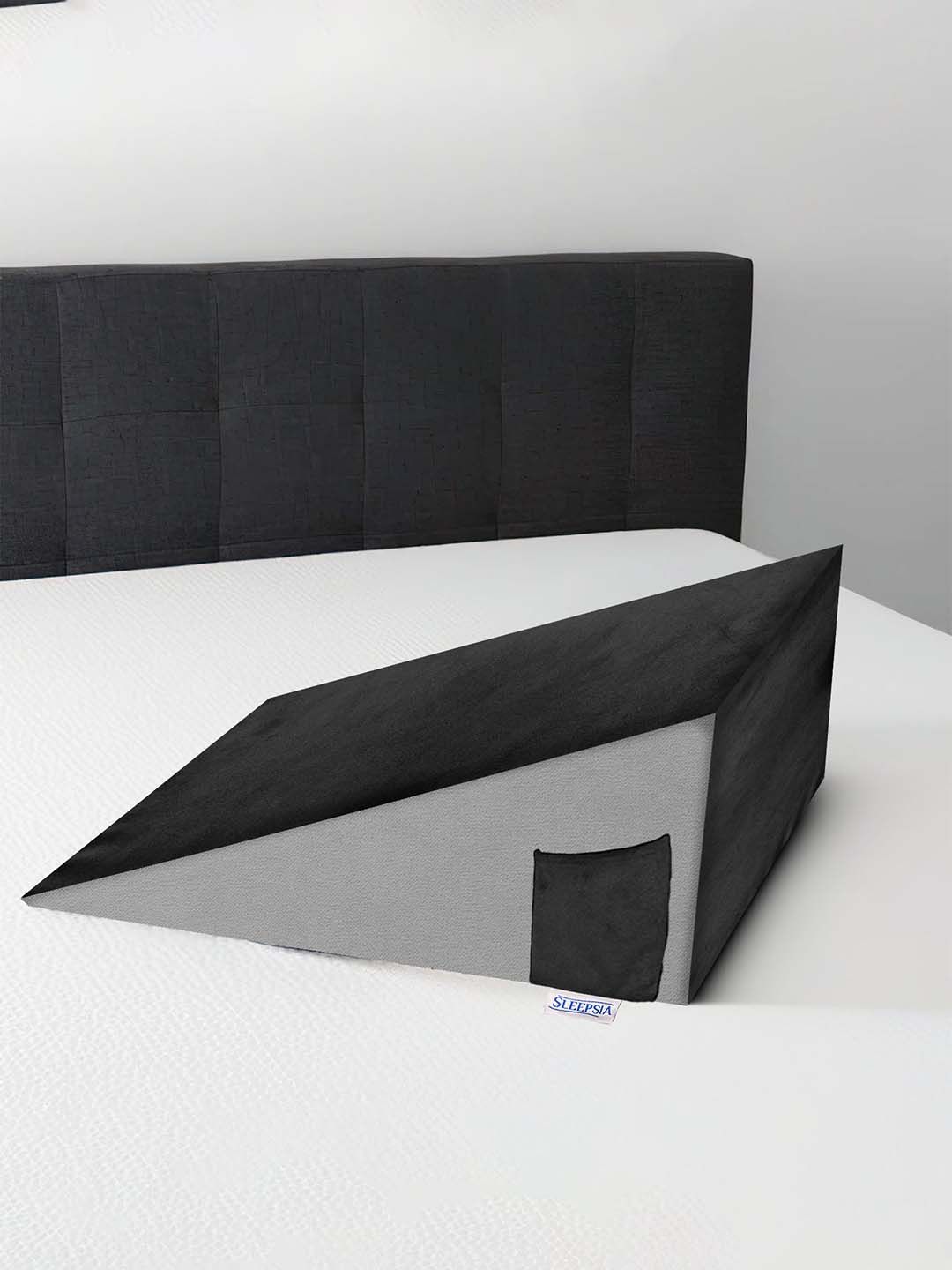 Sleepsia Grey Solid Memory Foam Wedge Pillow-image-49