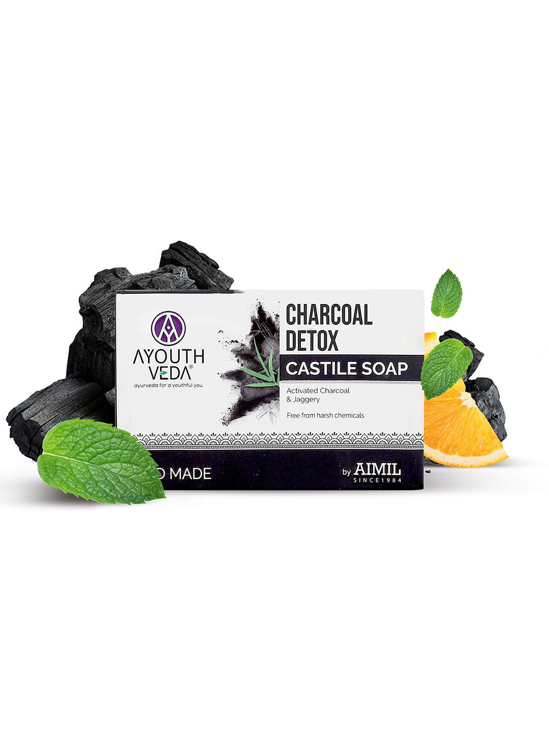 AYOUTHVEDA Black Charcoal Detox Castile Soap-110gm-image-27