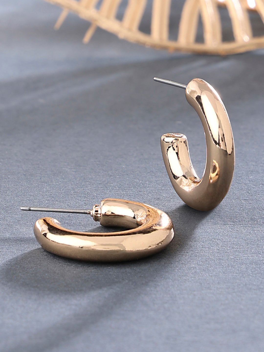 Accessorize London Women Gold Willow Small Thick Hoop Earring-picture-19