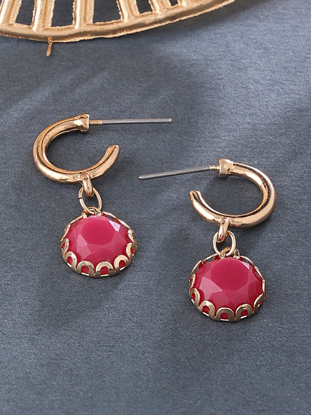 Accessorize London Pink Willow Mini Stone Studded Circular Drop Earrings-picture-12