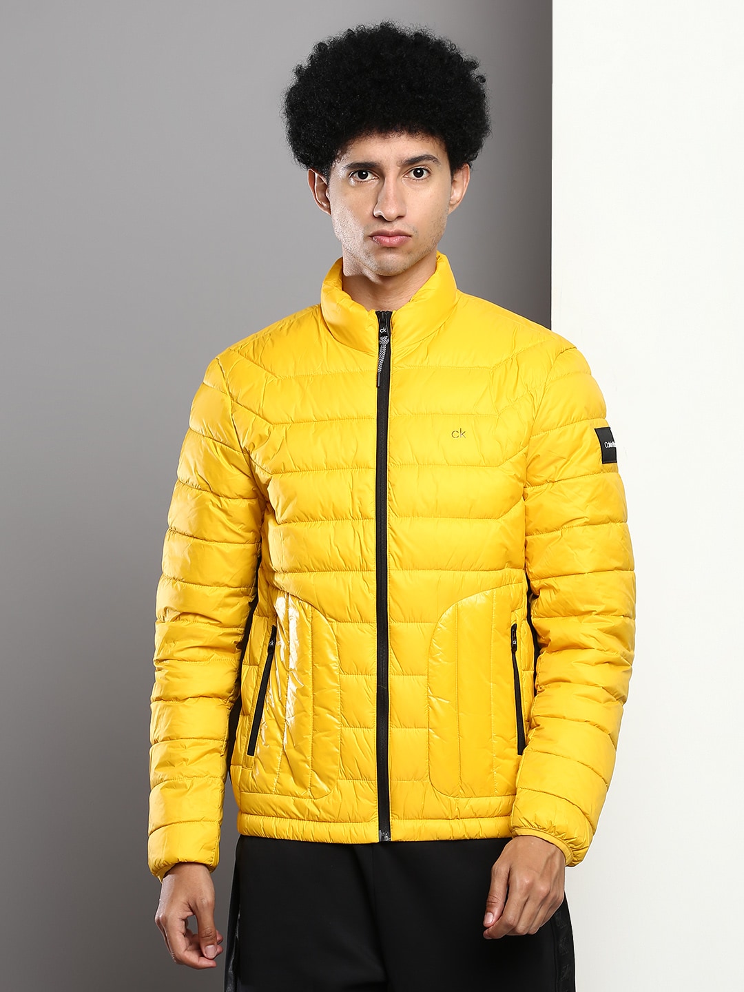Calvin Klein Jeans Men Yellow Solid Puffer Jacket - Price History