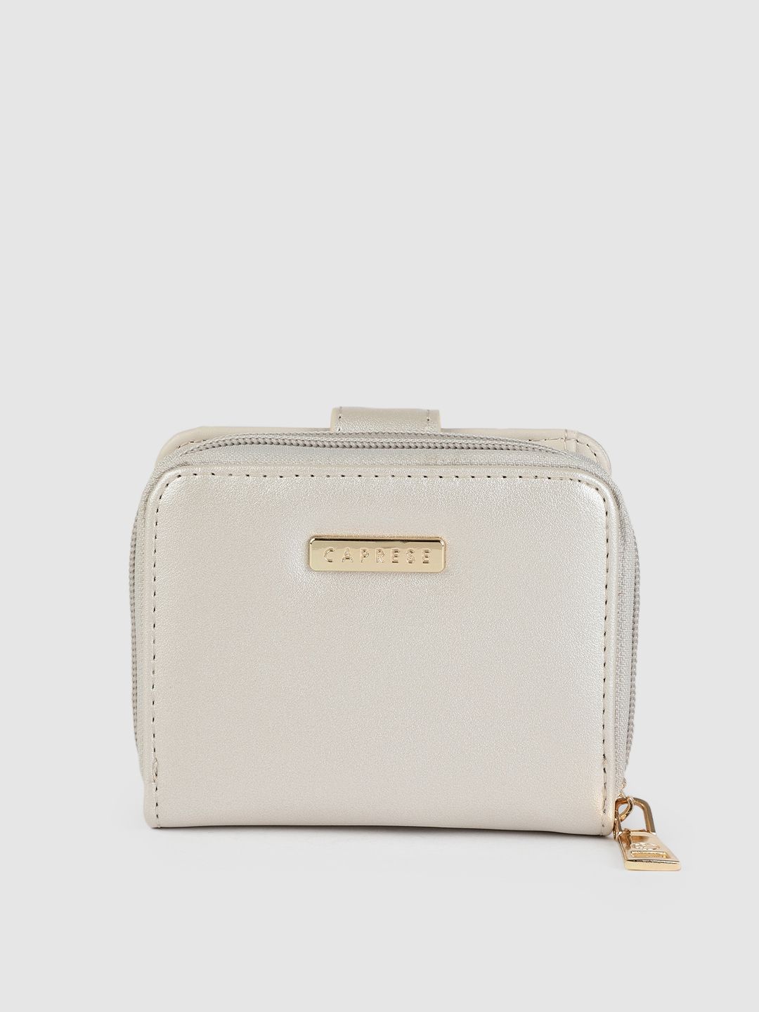 Caprese Women Champagne Solid Two Fold Wallet Price History