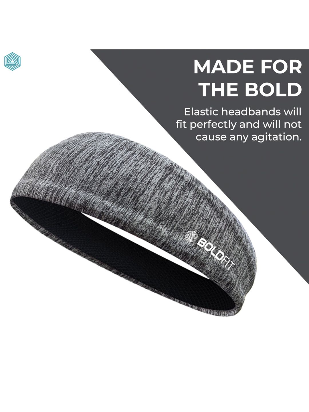BOLDFIT Grey Melange Solid Headband-picture-2