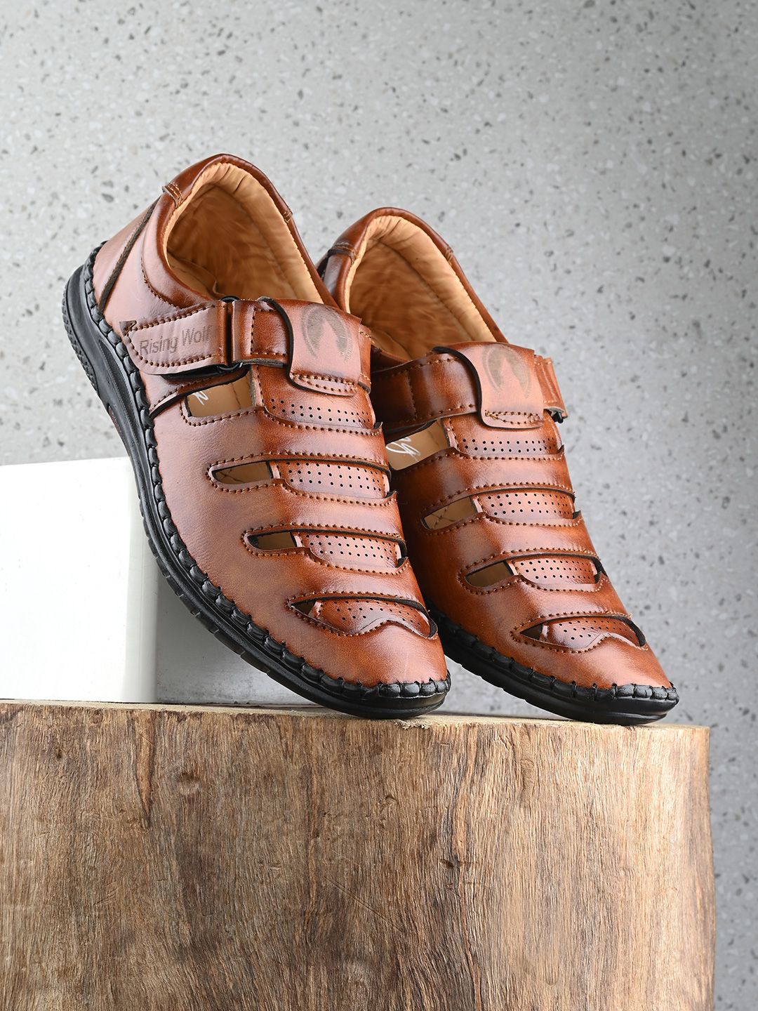 Rising Wolf Men Tan Fisherman Sandals-picture-54