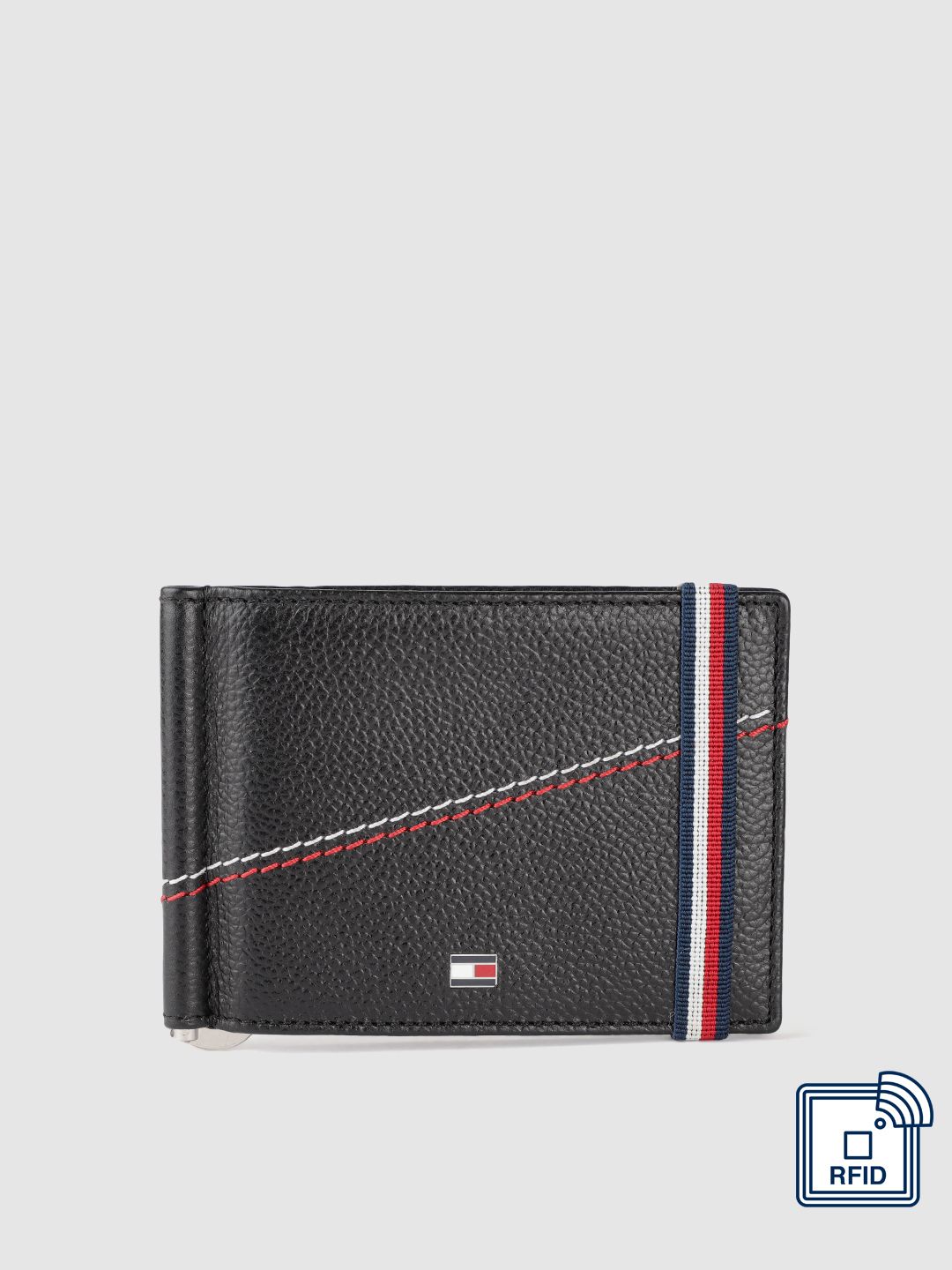Tommy Hilfiger Men Black Textured Embroidered Leather Wallet-picture-14