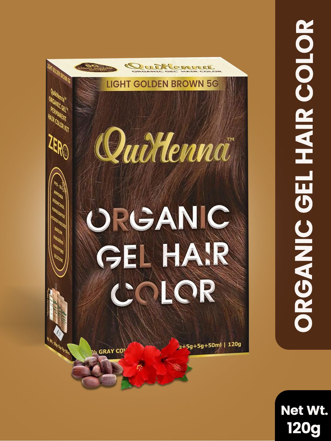 QUIKHENNA Damage Free Organic Gel Hair Color 120 g - Light Golden Brown 5G-image-5