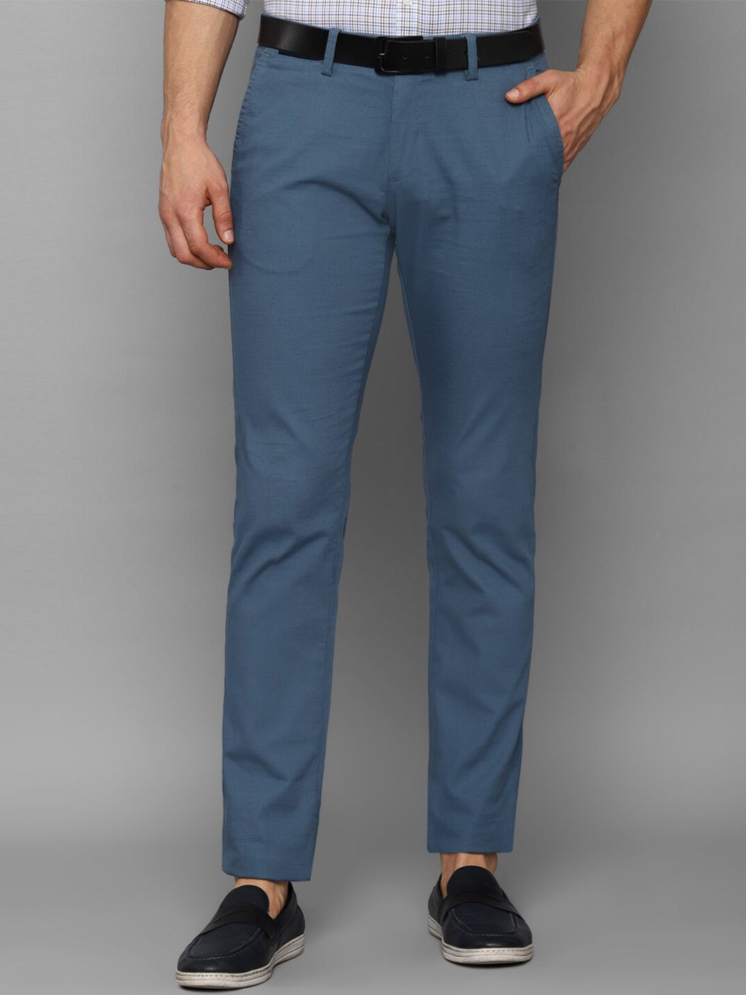 Allen Solly Men Blue Textured Slim Fit Trousers