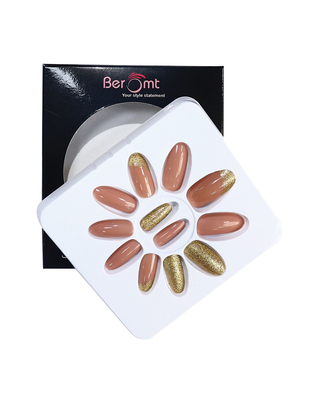 BEROMT 12 Pcs Long-Lasting Reusable Lightweight Salon Finish Press on Nail Tips- Shade 228-image-30