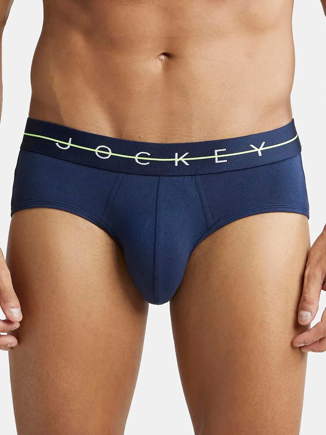 Jockey Men Navy Blue Solid Mid-Rise Pure Cotton Briefs-picture-57