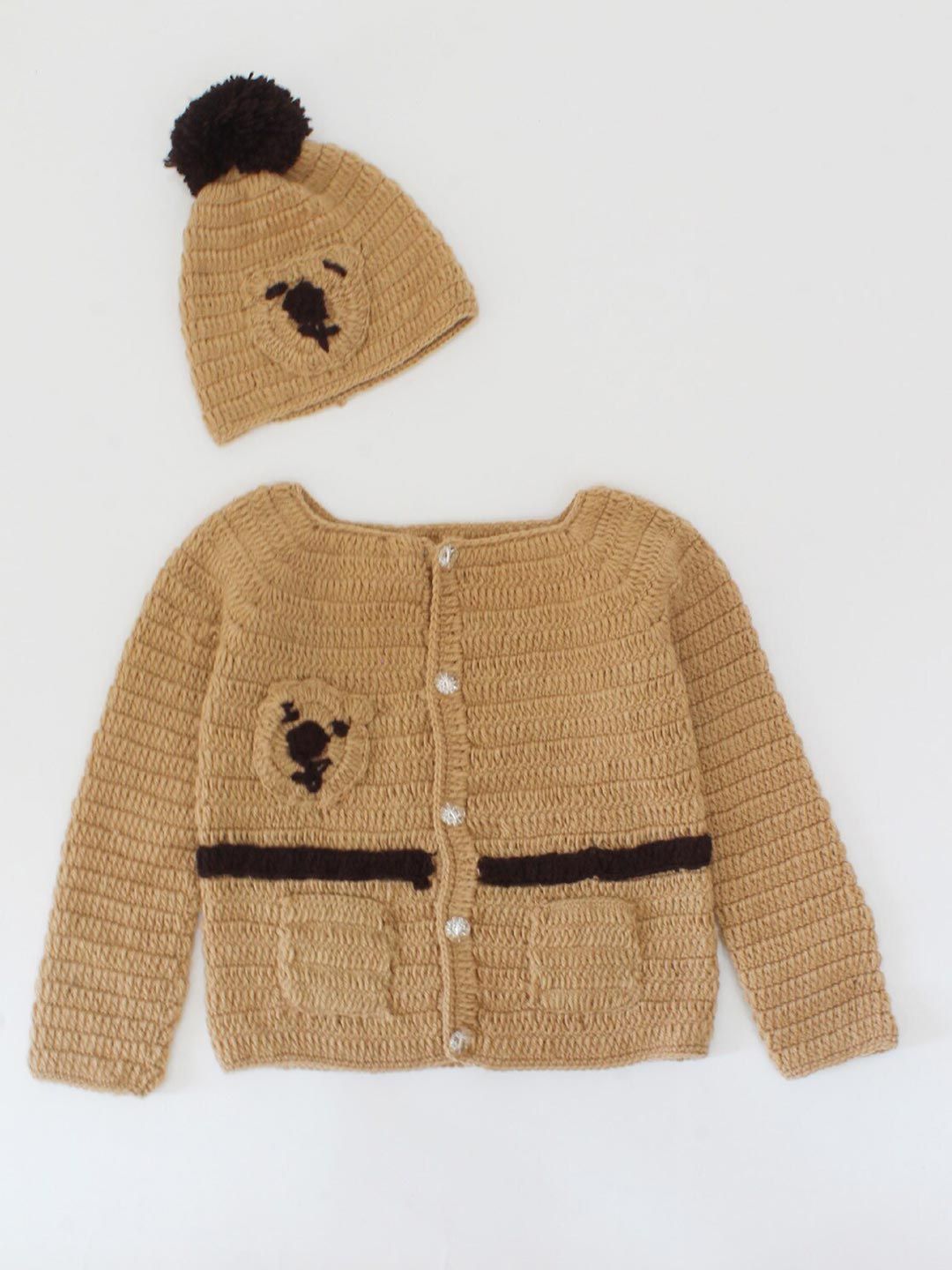 Woonie Unisex Kids Brown & Black Cardigan-picture-14