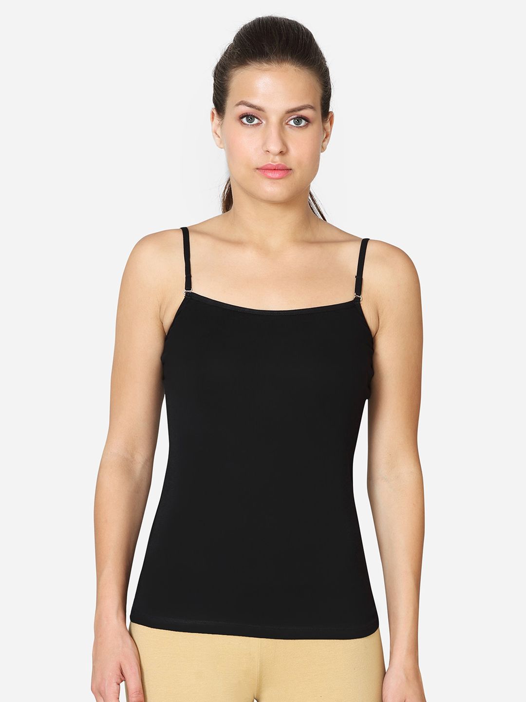 VStar Women Black Solid Pure Combed Cotton Camisoles