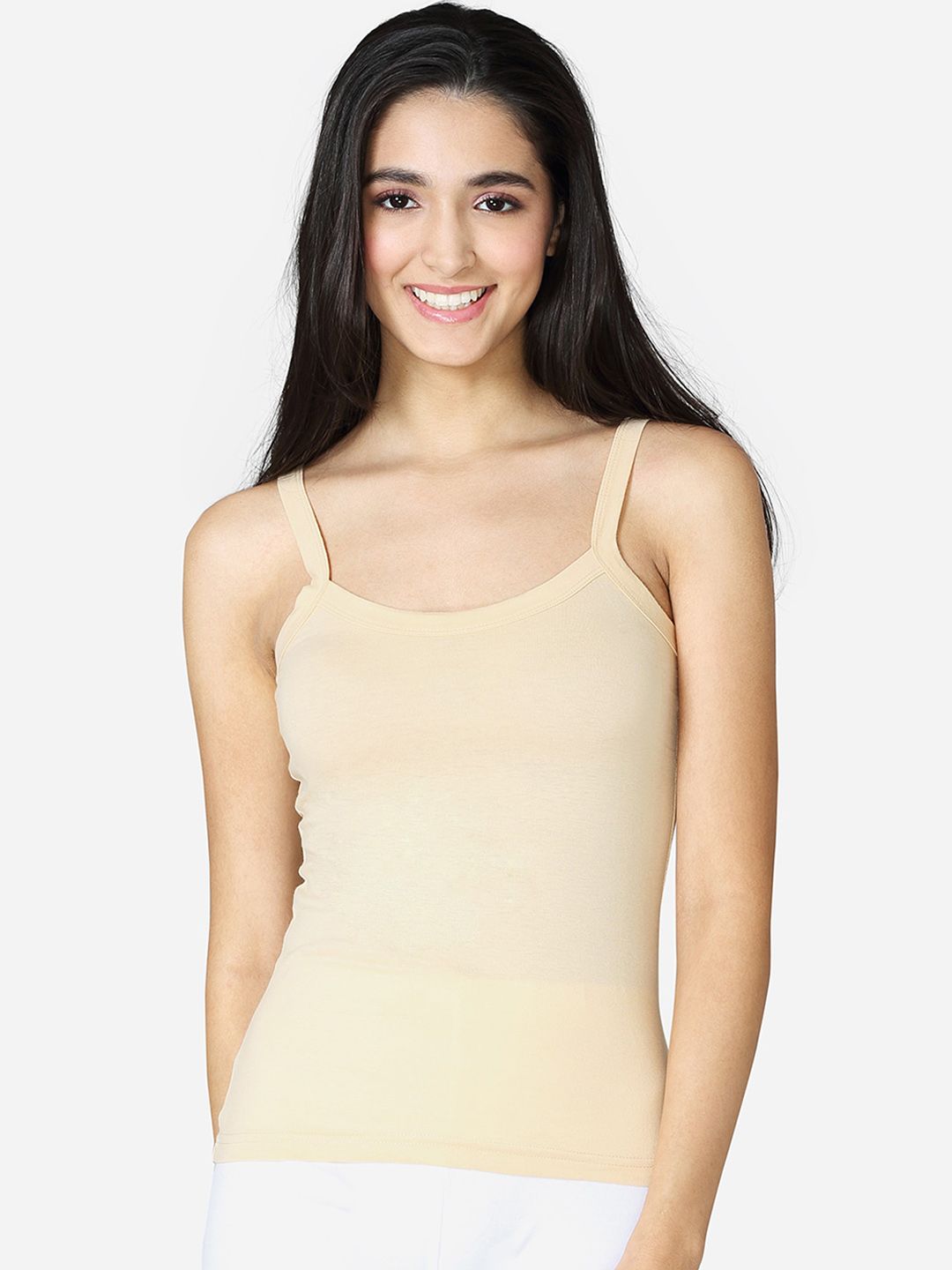 VStar Women Beige Solid Cotton Camisoles-image-1