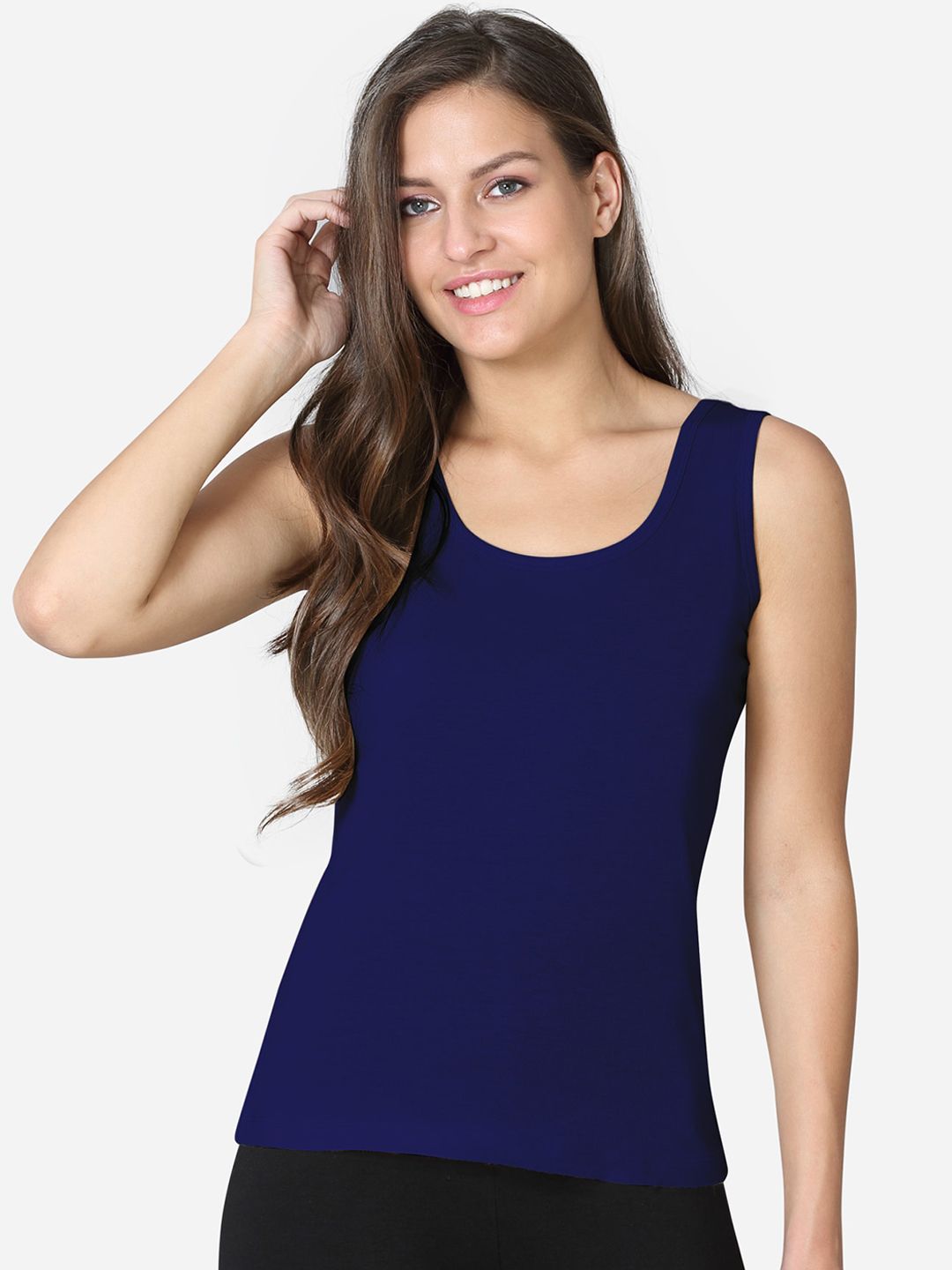 VStar Women Navy Blue Solid Pure Combed Cotton Camisole-picture-22