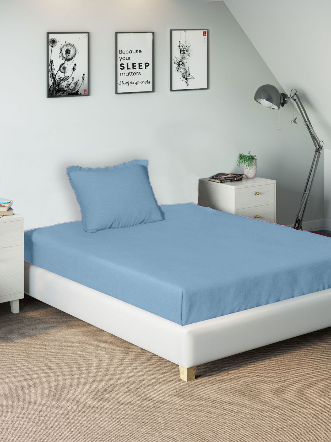 Sleeping Owls- because your sleep matters Unisex Blue Bedsheets-picture-20