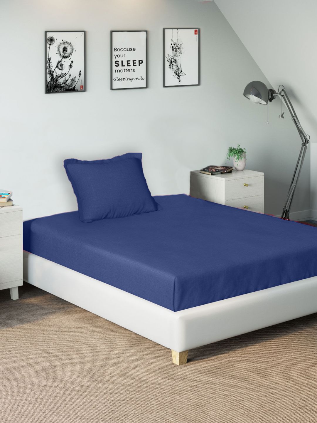 Sleeping Owls- because your sleep matters Unisex Blue Bedsheets-picture-19