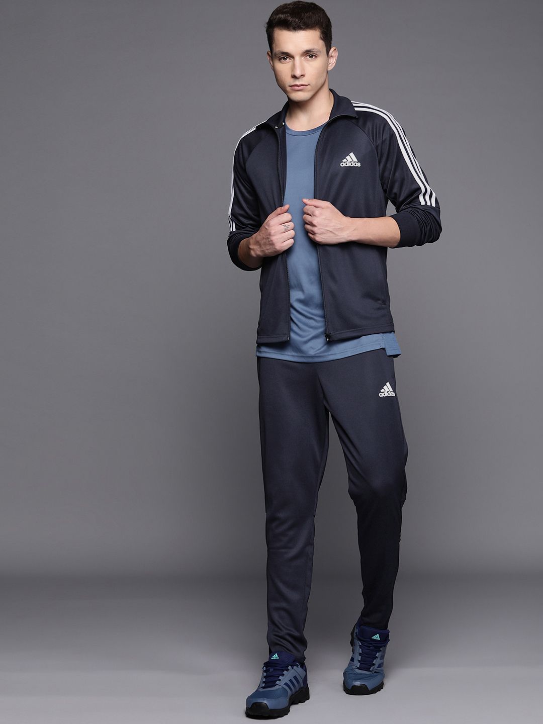 ADIDAS Men Navy Blue Sereno Cut 3-Stripes Aeroready Sustainable Tracksuit