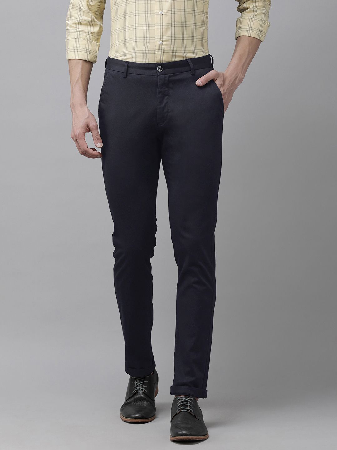 Buy Arrow Mens Micro Check Super Slim Fit Trousers ARAFTR2130Slate Blue  at Amazonin