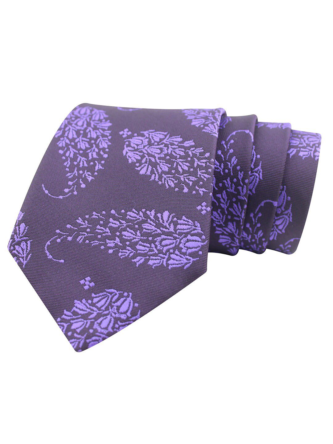 KOVOVE Unisex Purple Paisley Woven Design Broad Tie-image-36