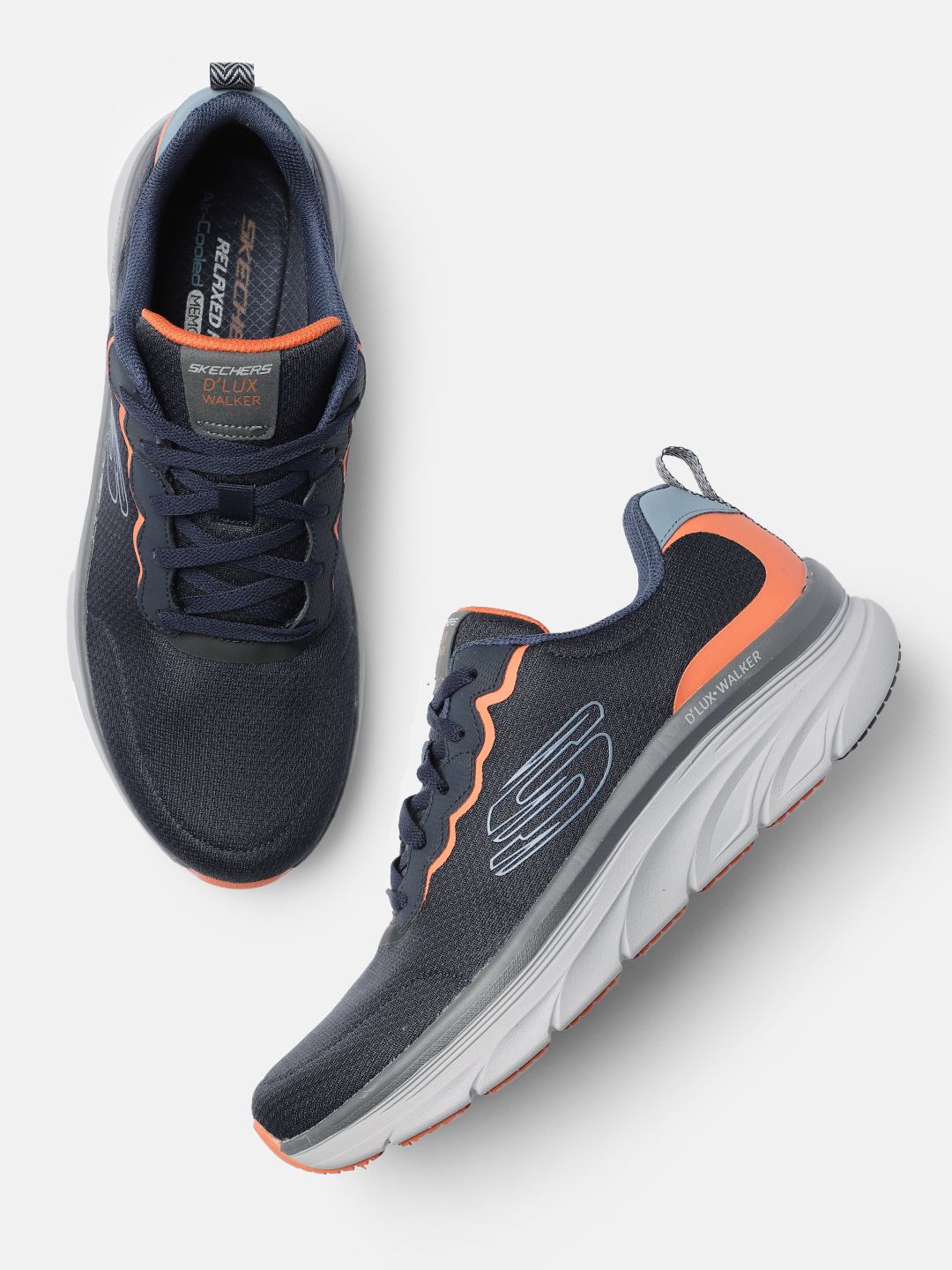 Skechers Men Navy Blue D'Lux Walker Scrambler Sneakers