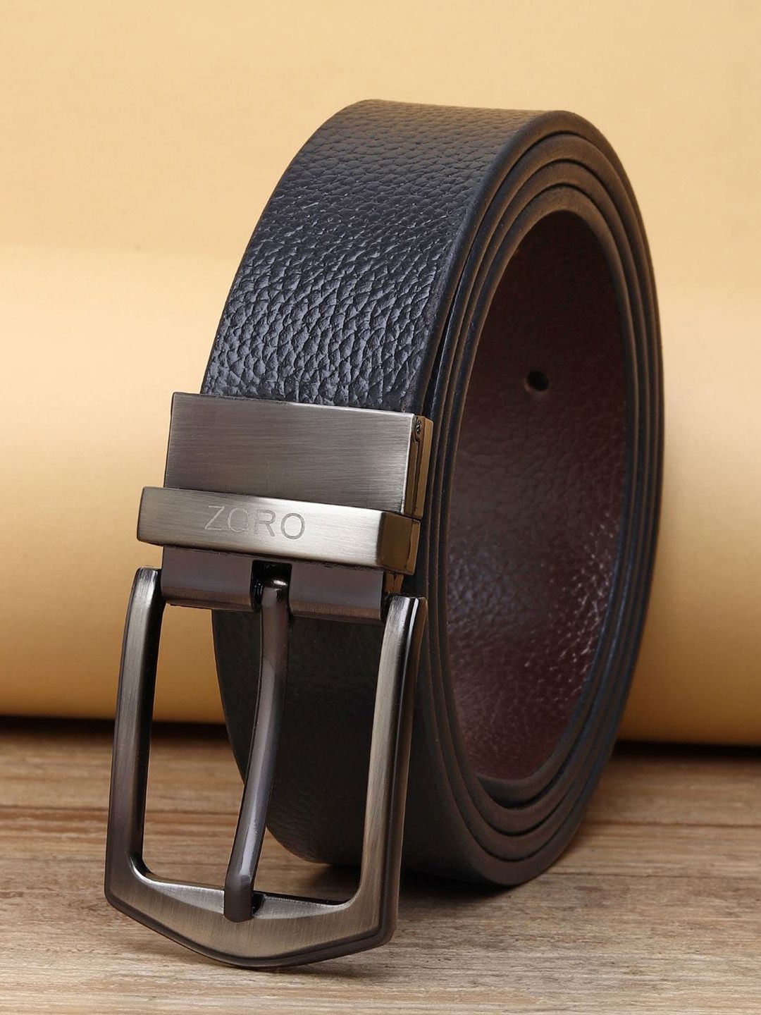 ZORO Men Black Textured Leather Belt-picture-35
