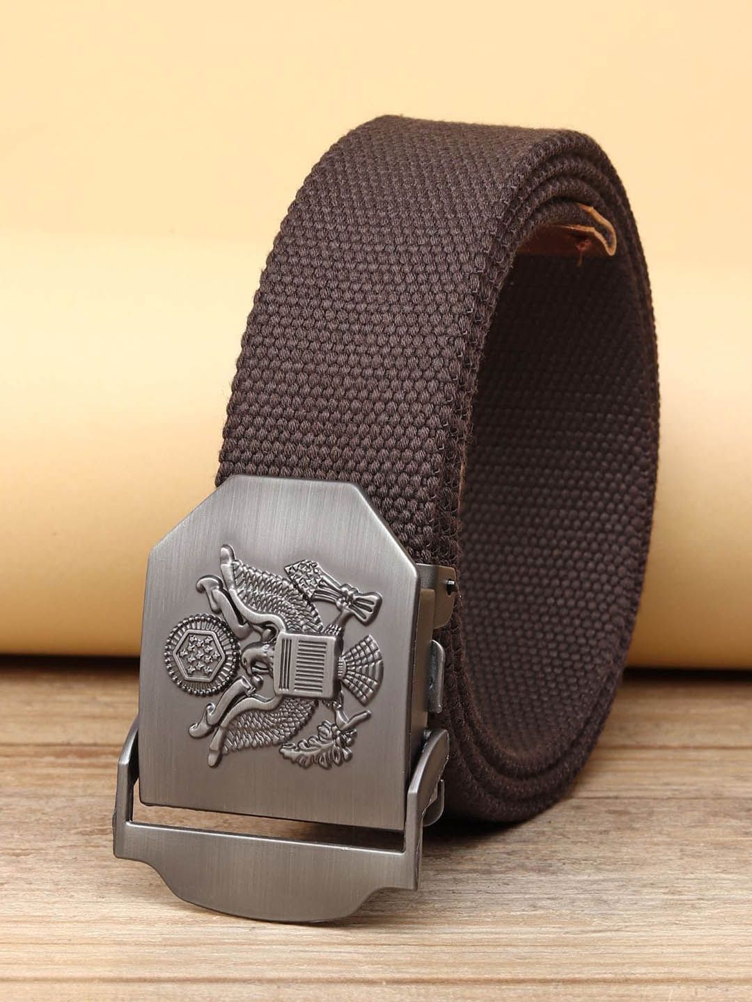 ZORO Men Brown Woven Canvas Belt-picture-27
