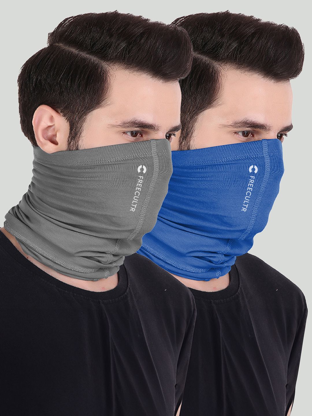 FREECULTR Set of 2 Charcoal grey & Blue Anti Microbial Bamboo Headband-picture-32
